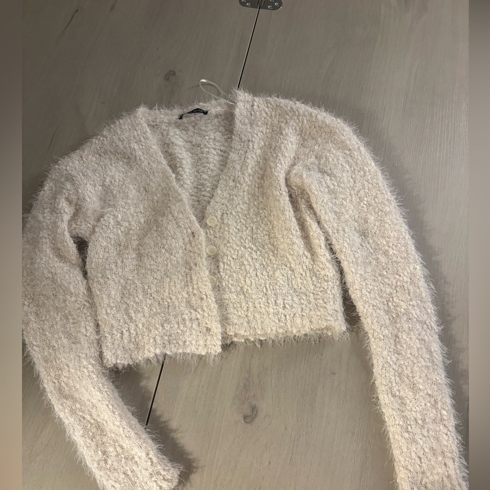 Zara Cream‎ Textured Knit Sweater